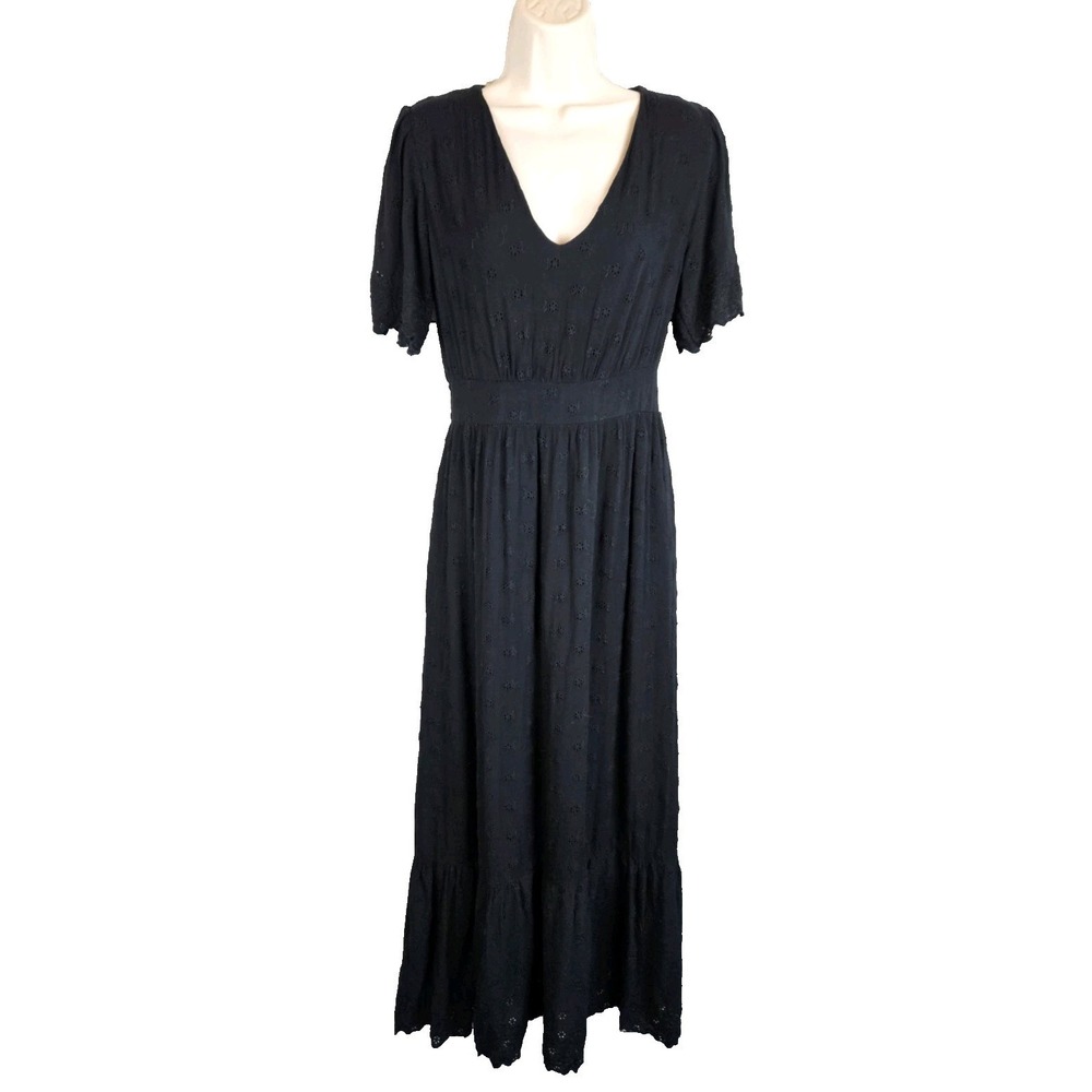 Boden Broderie Black Eyelet Embroidered Maxi Dress US 2 UK6  Womens Prairie